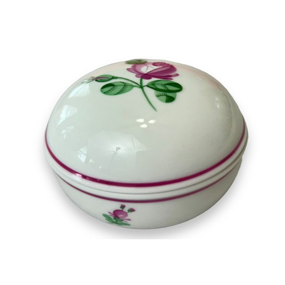 Vintage Augarten Wien Austrian White Floral Porcelain Trinket Box